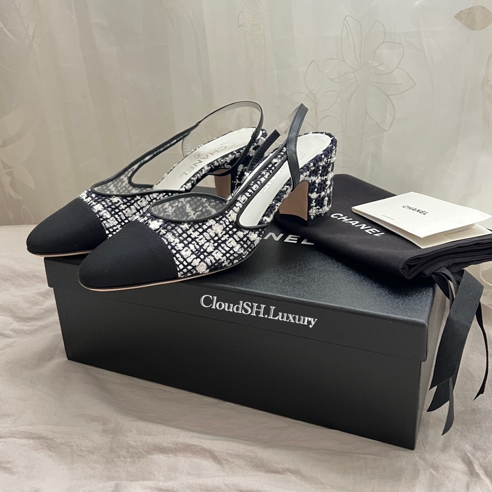 CC SLINGBACK 25S IN BLACK FABRIC AND TWEED SEQUINED main image 1